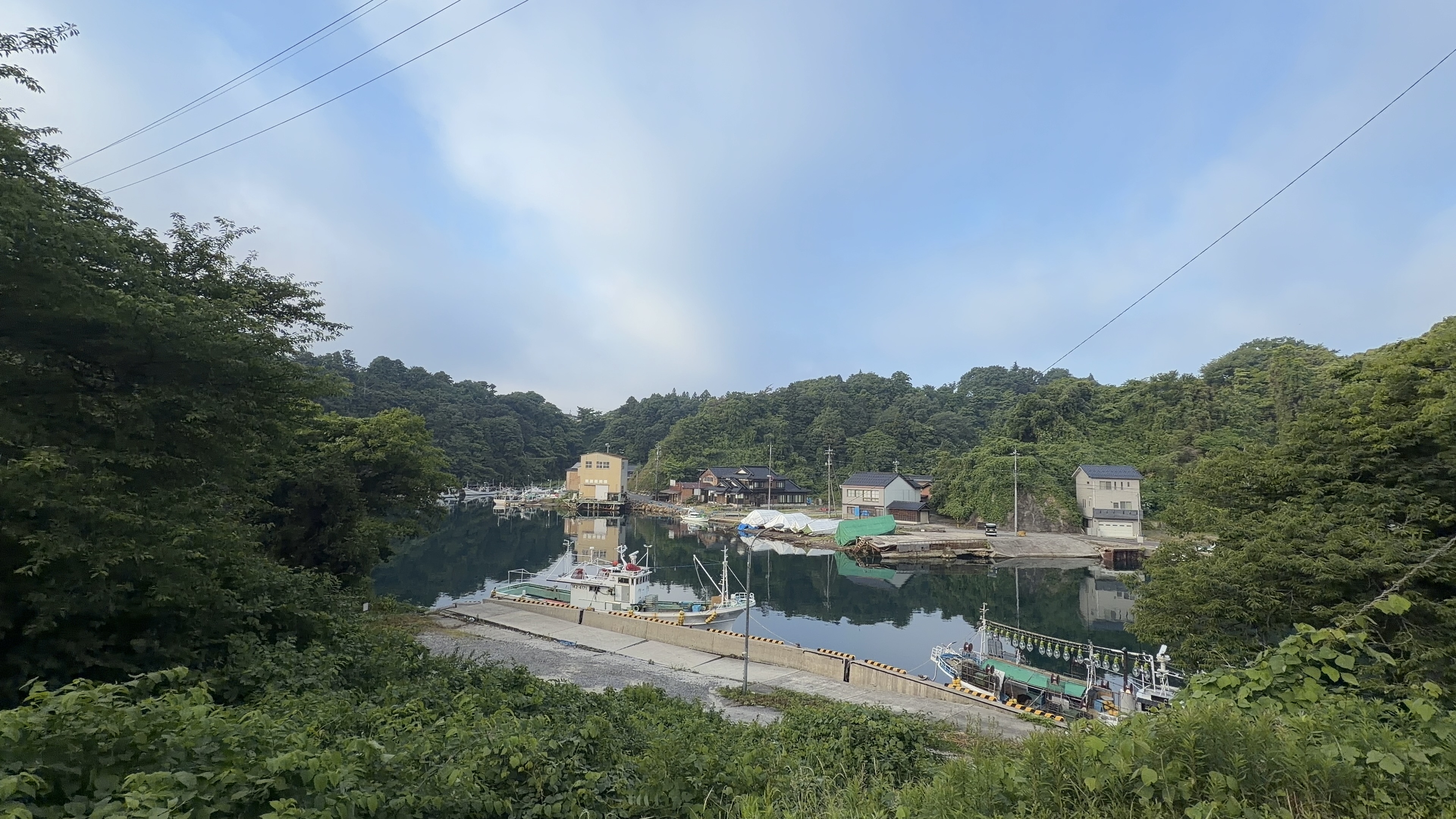 高台から見下ろす奈古浦の入り江と港
