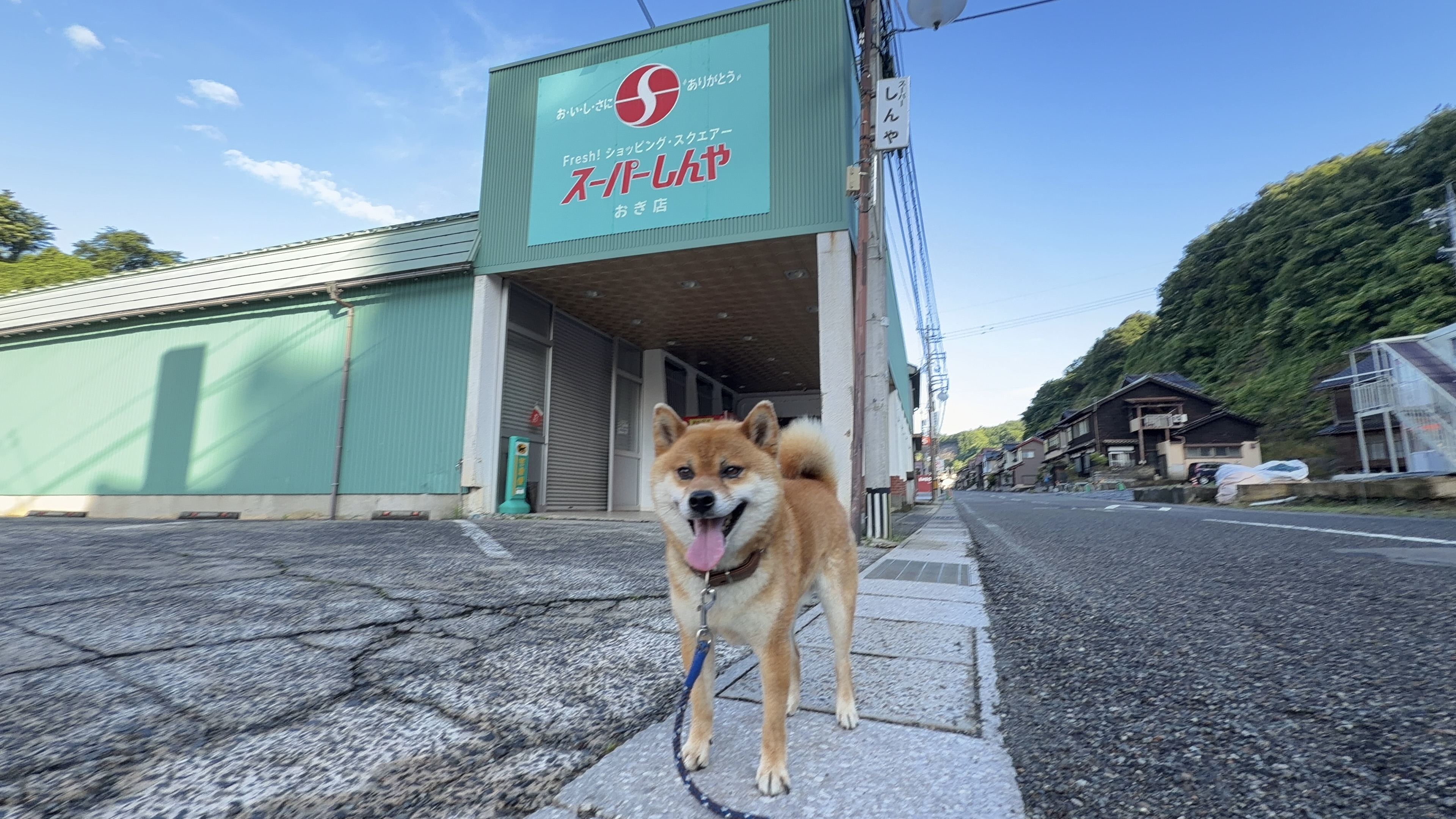 現スーパーしんやの前に立つたろーさん